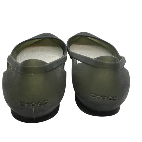 CROCS WOMEN’S BLACK POINTED TOE FLATS W7 MATTE RUBBER COMFORT BALLET SHOES - Picture 16 of 16